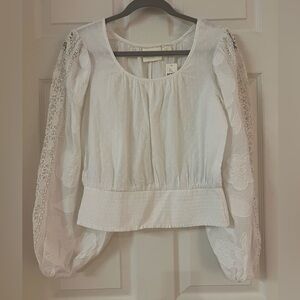 Maeve Sinead Lace Peasant Blouse. White. NWT. Size small.